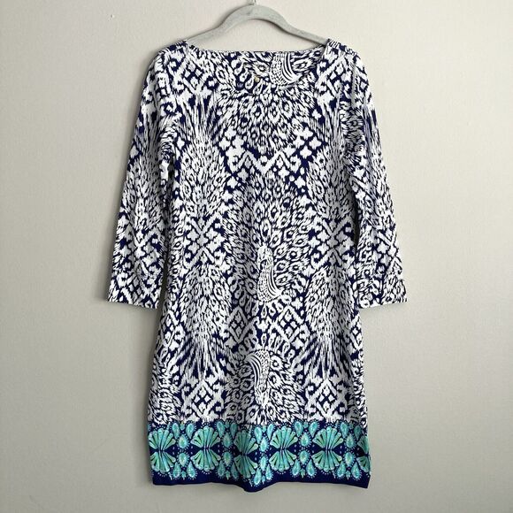 Lilly Pulitzer Dress Blue Hollee Pineapple Peacock Party Size Small Navy Beach - Picture 1 of 10
